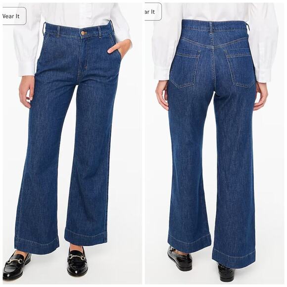 J.Crew Factory Women's Denim Trouser Pant Blue Size 33/16 - Picture 1 of 10